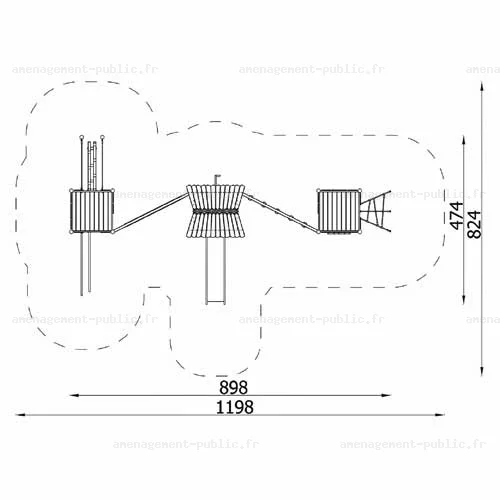Structure pour aires de jeux extérieurs en bois de robinier